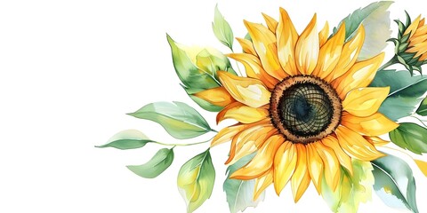 Sticker - Sunflower Watercolor Clipart for Rustic Wedding Designs and Greeting Cards. Concept Sunflower Clipart, Watercolor Art, Rustic Wedding, Greeting Cards, Floral Design