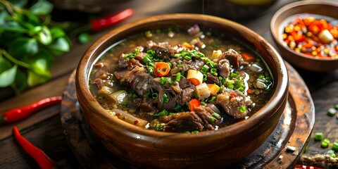 Poster - Indonesian Oxtail Soup, Also Known as Sop Buntut, Is a Popular Dish. Concept Indonesian Cuisine, Sop Buntut Recipe, Traditional Food, Beef Dish, Delicious Soup