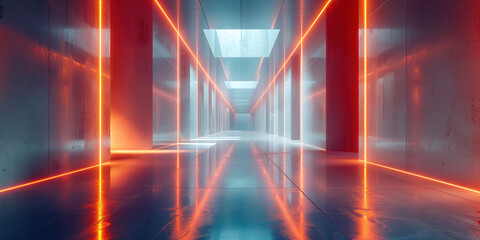 Wall Mural - interior of a space ship. futuristic sci-fi background. created with generative ai technology.