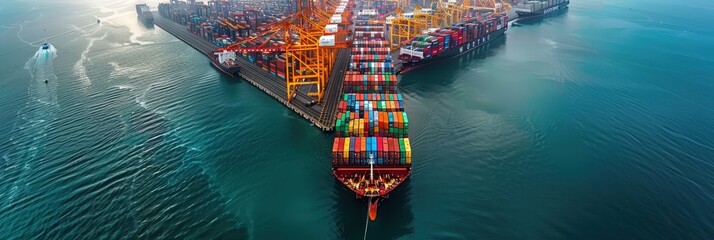 Wall Mural - Aerial View of Container Ships at a Busy Port