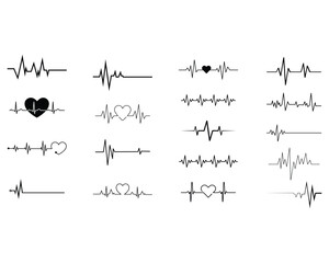 Canvas Print - Set of heart-beat line Icons. vector Fully edit-able file