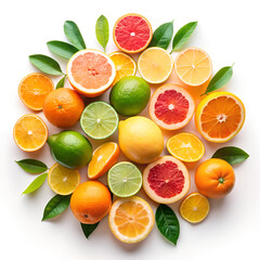 Poster - Citrus fruits isolated on white background.