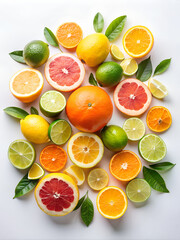 Poster - Citrus fruits isolated on white background.