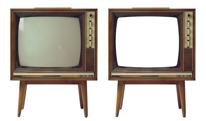 Wall Mural - Retro wooden TV box cut out with frame screen cut out