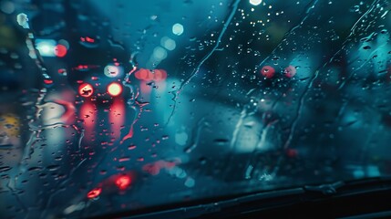 Poster - rain falling on the windshield : Generative AI