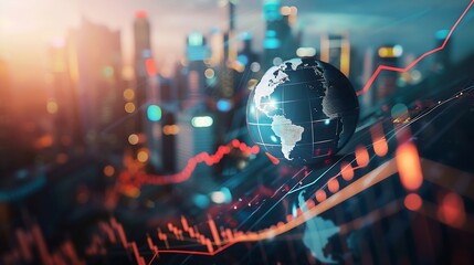 Leinwandbilder - Business and economic growth on global business network Data analysis of financial and banking Customer service Technology and data connection Teamwork Business strategy and Digital ma : Generative AI