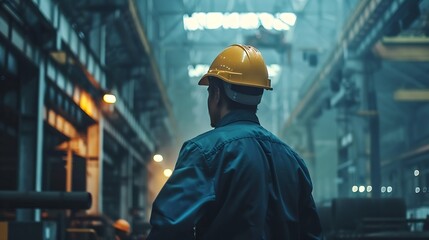 Fototapete - Professional men engineer worker skills quality maintenance training industry factory worker  warehouse Workshop for factory operators mechanical engineering team production : Generative AI