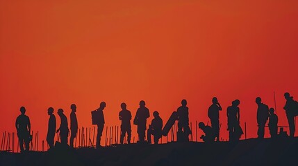 Aufkleber - Construction 2024 concept Silhouette of staff as a team to prepare to welcome the 2024Happy New Year 2024 : Generative AI