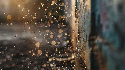 Aufkleber - Blur Defocus Image of Water hit wall ground explode into drop droplet Amount Water attack impact and fluttering in air explosion Stop motion freeze shot Splash Water for texture elemen : Generative AI