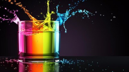 Sticker - Rainbow Splash in Glass.