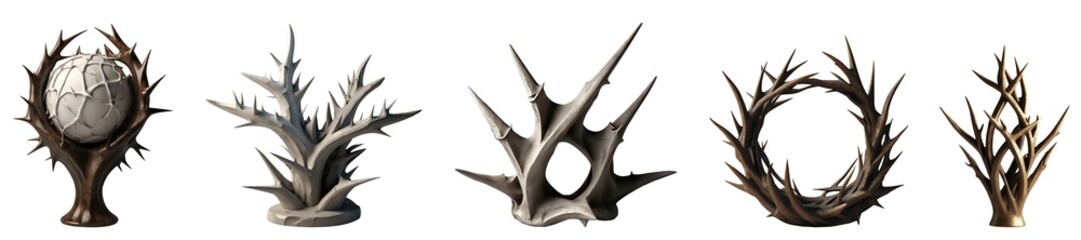 Set of modern home décor figurines showpieces collection isolated on transparent background. Generative AI