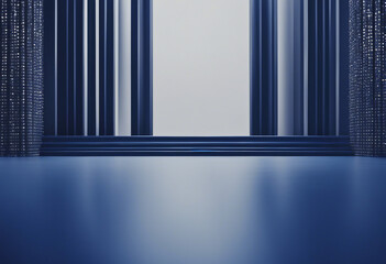 Wall Mural - Dark blue minimalist abstract background Blue podium