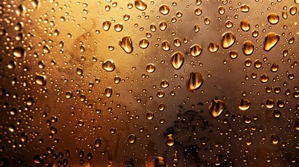 Poster - Background of water drops condensation on the glass water drops on a browngolden background : Generative AI