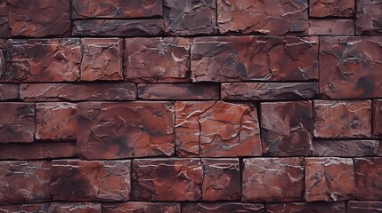 Red Textured Brick Wall Background with Old Cement Blocks and Brown Stone Pattern in Exterior Construction Architecture : Generative AI