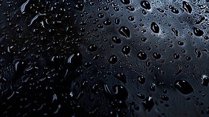 Poster - Water drops on a black background Banner with raindrops Top view : Generative AI