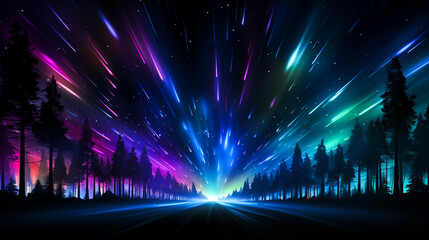 Abstract digital futuristic colorful night sky background.