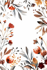 Wall Mural - Watercolor Floral Border.