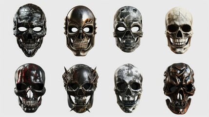 Wall Mural - Collection of skull masks with unique designs and details