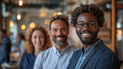 Smiling Friends in a Cafe Setting