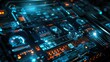 © kanesuan - Advanced cybersecurity interface with holographic screens and real-time monitoring