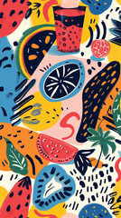 Naklejka na meble Summer element hand-painted seamless pattern pop art style background