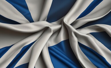 Flag of Scotland waving in the wind. Closeup. 