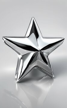 Silver star on a white background. 3d rendering, 3d illustration.