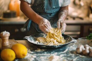 Novice chef making pasta