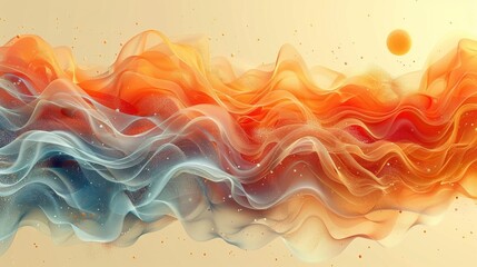 Wall Mural - Abstract Orange and Blue Wavy Texture