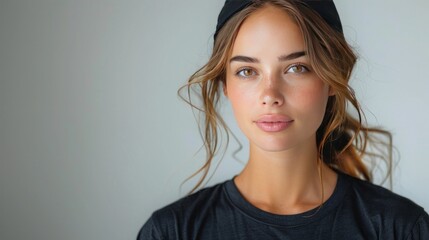 Wall Mural - Portrait of a Young Woman with Brown Hair