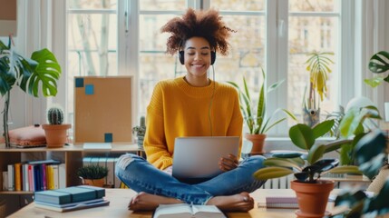 Canvas Print - The woman with laptop