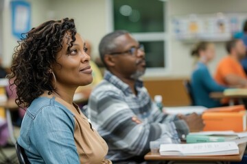 A community center offering adult education classes with diverse participants engaged in learning new skills highlighting lifelong learning and empowerment