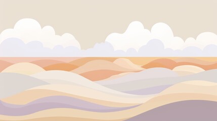 Wall Mural - flat illustration with the colors beige, light purple, beige, and orange