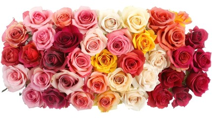 Poster - Multicolored Roses Bouquet with Dew Drops