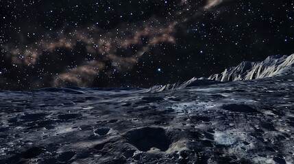 Wall Mural - moon surface on the space with sparkling stars
