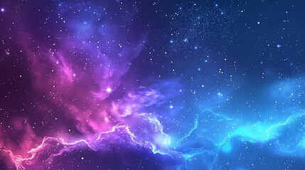 Wall Mural - Cosmic Nebula with Bright Stars and Glowing Clouds