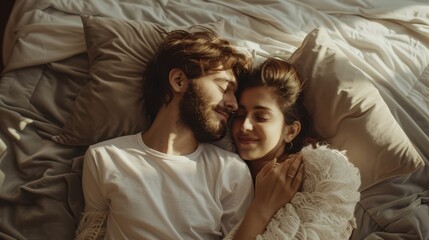 Poster - The couple cuddling in bed