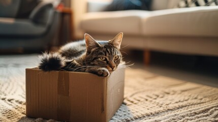 Sticker - cat in a box