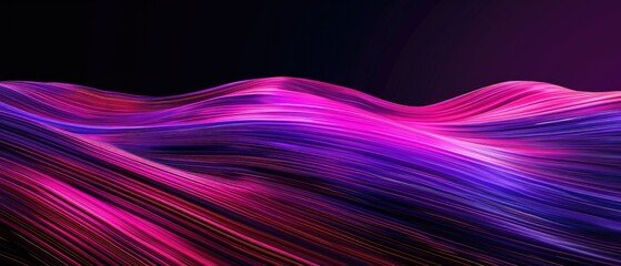Wall Mural - Abstract colorful neon light wave pattern on a dark background creating a futuristic and dynamic visual effect.