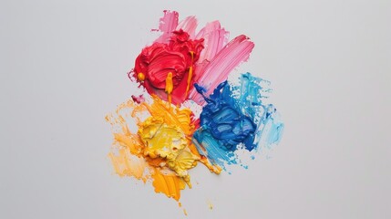 Sticker - Colorful paint brushes on a white background from above