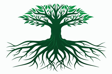 Wall Mural - Tree and roots vector illustrations