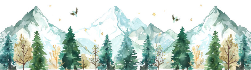 Triangular Peaks Conifer Forest Scene - A picturesque image of triangular peaks in a conifer forest setting