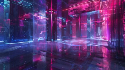Wall Mural - abstract conceptual design inspired by the fusion of art and technology in creating immersive party 