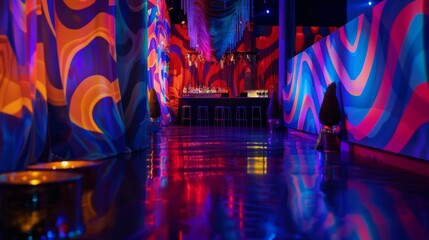 Sticker - Abstract party environment featuring a dynamic backdrop with bold and energetic colors