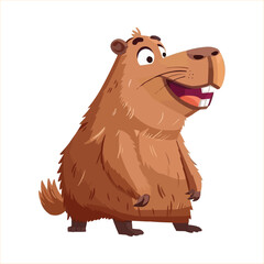 Wall Mural - vector happy Capybara cartoon character on white background