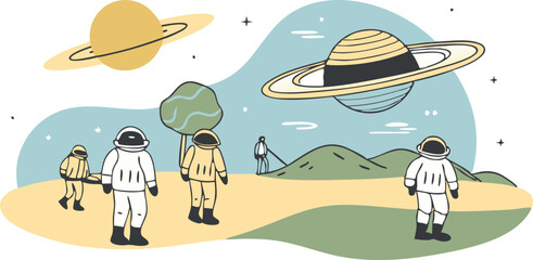 Wall Mural - the scene is set in a futuristic world with a sense of adventure and exploration