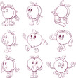 © Anastasiya - Peach retro groovy mascot cartoon character