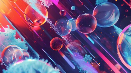 Poster - Bright Christmas Night Sky with Glowing Bubbles