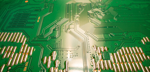 Technology background. High tech electronic circuit board background. Close-up macro electronic circuit board, technology chips to the motherboard. Electronic technology digital chip. Tech background.