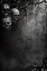 Wall Mural - Gothic Halloween Celebration Background with Skulls